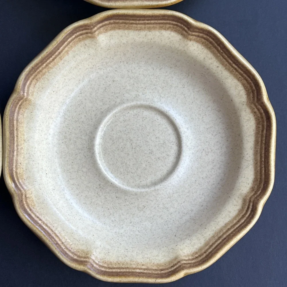 VTG Mikasa Whole Wheat E8000 Saucers Set of 4 Japan Stoneware EUC Unused